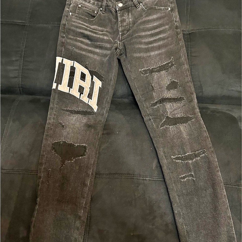 AMIRI Black Distressed Skinny Jeans